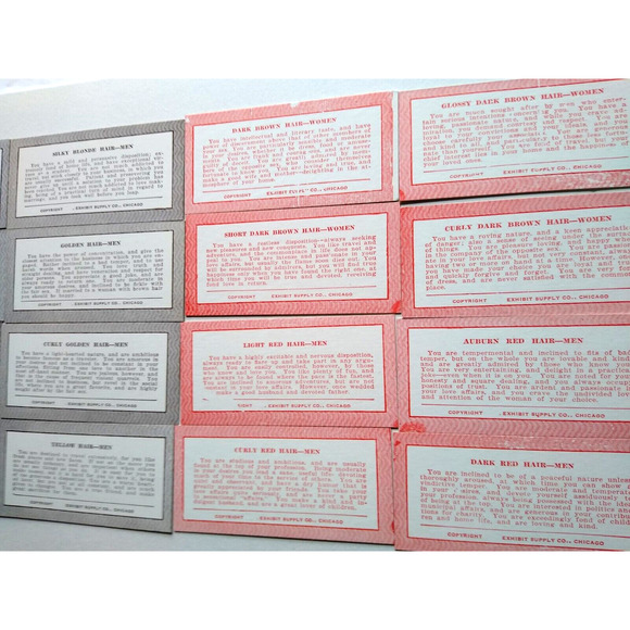 16 Horoscope Fortune Teller Penny Arcade Game Machine Cards Exhibit Hair Color - Picture 3 of 5